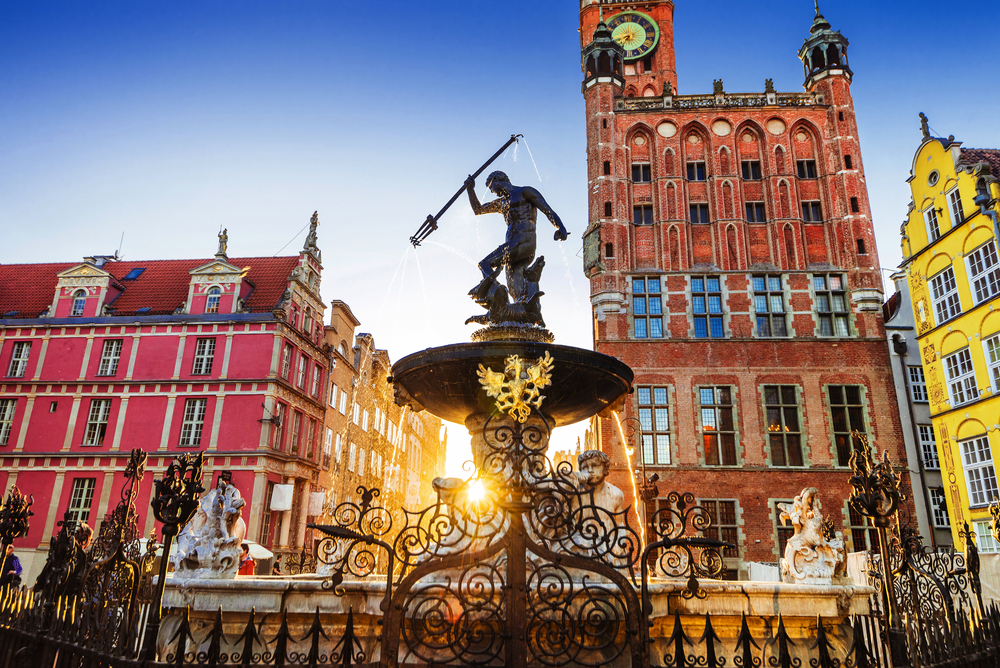 Brunnen im alten Zentrum der Stadt Danzig, Polen