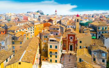 Luftansicht von Gassen auf Korfu